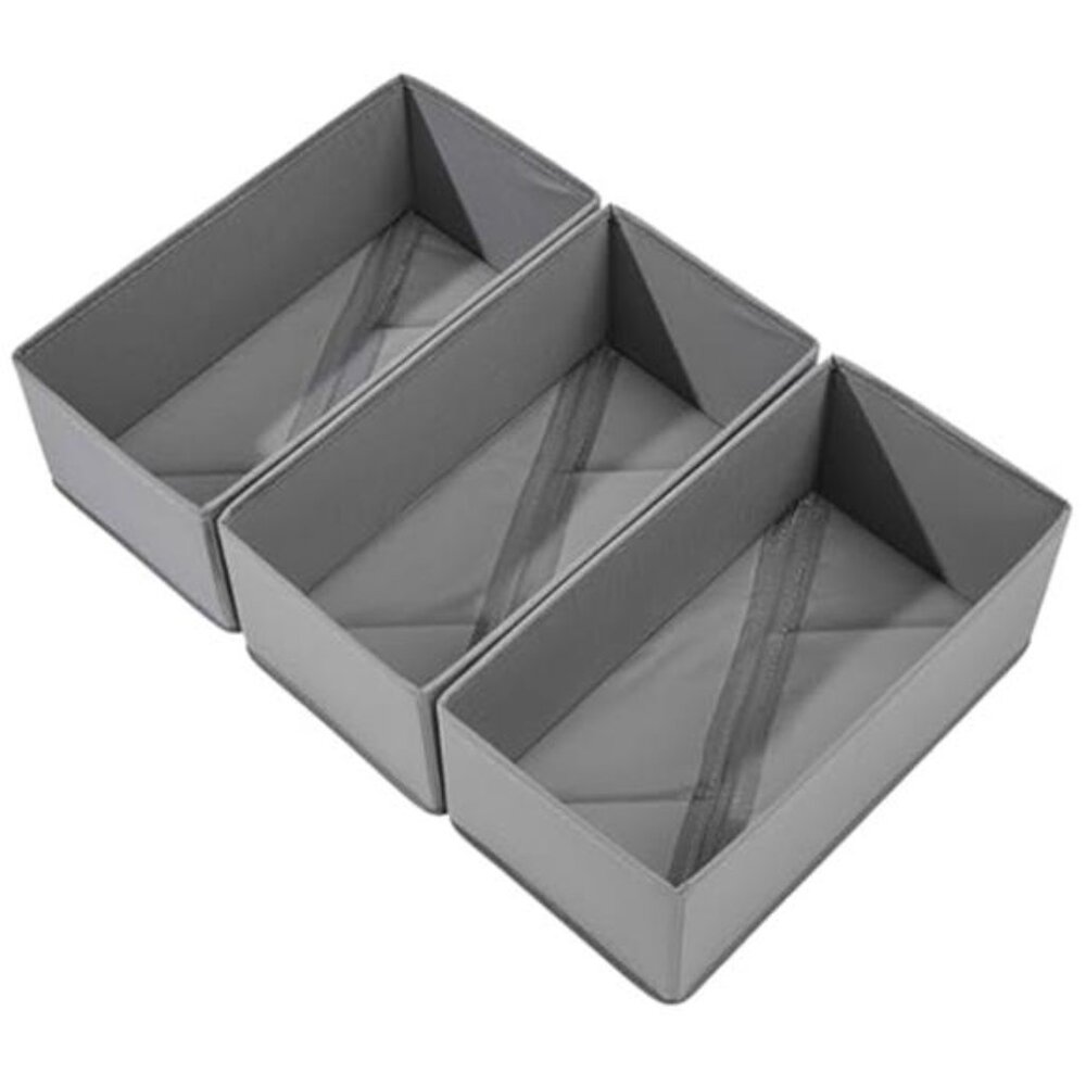 Sock Drawer Organizer 3 Pack Collapsible Fabric Storage Bins Closet Divider